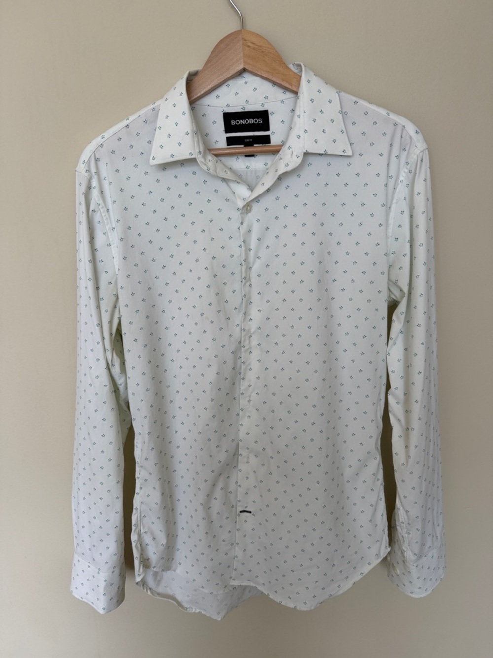 Bonobos White Dress Shirt with Small Navy Dot Print